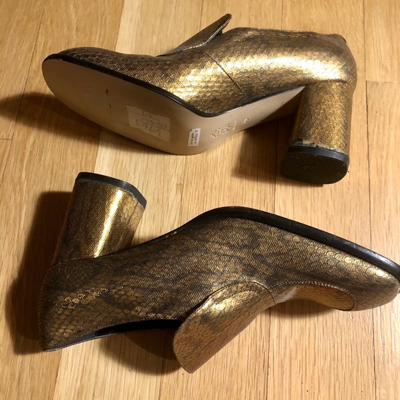 Snake print gold loafers MARE made in Italy - Picture 2 of 4